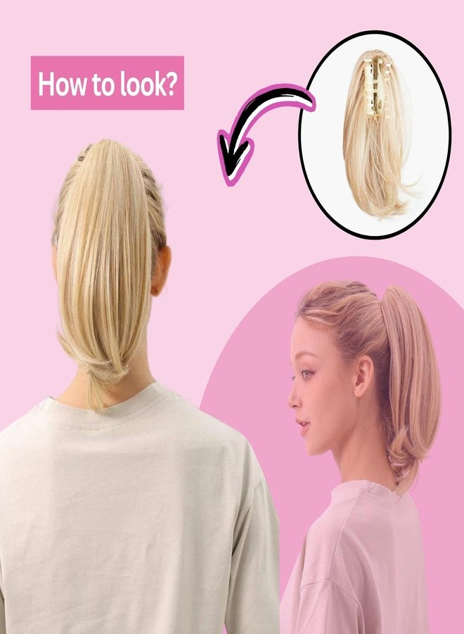JUVABUN 10" Straight Claw Clip In Ponytail Hair Extensions - Medium Blonde| Synthetic Ponytail Extension | Hair Extensions for Women & Men | Washable, Realistic And Synthetic |Medium Blonde - Image 4